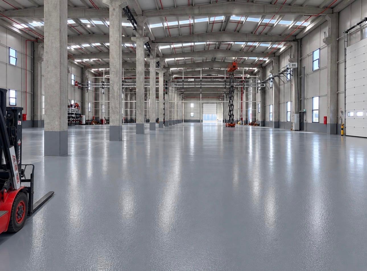 Endüstriyel fabrika zemin uygulamasından bir görüntü